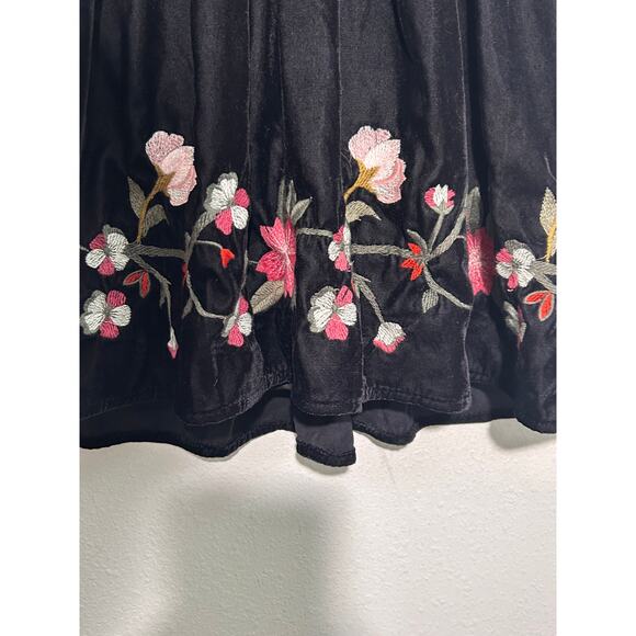 Ana Black Ember Dark Boho Dress Small Embroidered Velvet - Picture 3 of 6